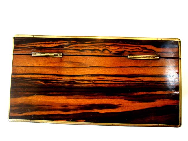 A beautiful antique brass mounted coromandel wood tea caddy box with its' original interior circa 1825 — image 6
